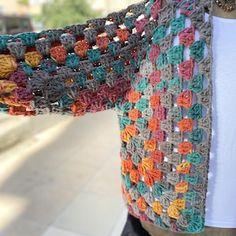 Multicolor Open Knit Outerwear For Fall, One Size Multicolor Granny Square Cardigan, Multicolor Granny Square Cardigan One Size, Casual Crochet Shrug For Fall, Handmade Colorful Fall Cardigan, Bohemian Crochet Shrug For Fall, Fall Bohemian Crochet Shrug, Handmade Multicolor Cardigan For Fall, Fall Crochet Long Sleeve Shrug