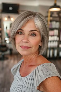 Embrace your timeless beauty and elevate your style with our curated collection of over 50 elegant hairstyles for women over 60 in 2024. As you gracefully navigate this incredible chapter of your life, discovering a Hair Styles For Gray Hair, Layered Chin Length Bob, Silver Bob, Grey Hair Over 50, Chic Short Haircuts, Wavy Bob Haircuts, Choppy Bob Haircuts, Easy Hair Cuts