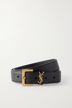 Those who believe style is all in the details won't want to miss SAINT LAURENT's belt. It's made from timeless and versatile black textured-leather and has the house's iconic 'YSL' hardware. Luxury Black Belt With Rectangular Buckle, Saint Laurent Belt, Classic Wardrobe Essentials, Minimalist Sneakers, Classic Belt, Write A Blog, Embellished Belt, Flattering Jeans, Jeans And Flats