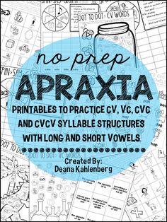 Apraxia {No Prep} No Prep Activities, Cv Words, Speech Articulation