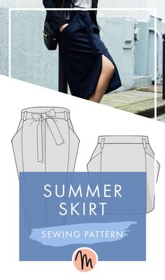 a woman wearing shorts with the text summer skirt sewing pattern