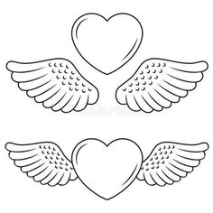 two hearts with wings on a white background