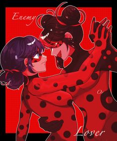 two women in red and black polka dots hugging each other