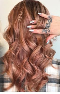 Caramel Rose Hair, Rose Gold Copper Balayage, Rose Gold And Copper Hair, Rose Copper Balayage, Rose Gold Auburn Hair, Red And Rose Gold Hair, Rose Gold Copper Hair Brunette