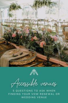 a table set up with flowers and place settings for an elegant wedding reception in a tent