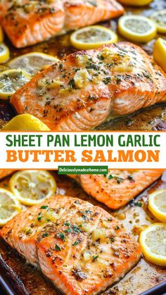 Dive into this delicious Baked Salmon with Lemon Butter Cream Sauce! This recipe delivers tender, flaky salmon topped with a rich, creamy lemon butter sauce that enhances the flavors without overpowering them. Perfect for a healthy dinner or special occasion, it's quick to make and packed with omega-3 fatty acids. Ready to impress your family or guests? Save this pin and try it tonight! Salmon Recipes Baked Lemon Garlic, Easy Good Salmon Recipes, Salmon Family Dinner, Easy Salmon Oven Recipes, Quick Healthy Dinner Recipes For Two, Salmon Recipes In Pan, Salmon Recipes For Meal Prep, Best Salmon Dinner Recipes, Baked Lemon Pepper Salmon Recipes