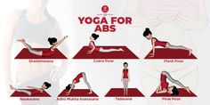 a woman doing yoga poses for abs with the caption's above it that reads, yoga for abs