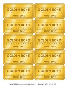 golden ticket cards with the words'golden ticket'on them