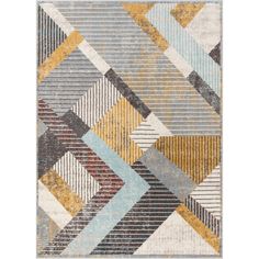 a multicolored rug with an abstract design