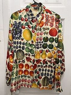 Vintage Gucci Fruit Shirt S/S 1996  | eBay Fitted Gucci Blouse For Fall, Gucci Silk Blouse For Spring, Gucci Long Sleeve Blouse For Fall, Summer Fitted Gucci Tops, Multicolor Gucci Tops For Summer, Gucci Fitted Tops For Spring, Fitted Gucci Tops For Spring, Spring Fitted Gucci Shirt, Spring Gucci Fitted Shirt