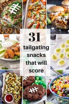 collage of football tailgating snacks that will score you all the way to the super bowl