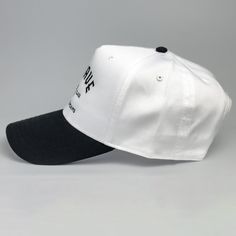 New ** First Class. Colorway: Black/White 2-Tone 5-panel cap Pre Curved Visor Seamless Front Pane Pro Stitch Crown Adjustable Snap Enclosure Urban White Hat With Curved Bill, White Urban Curved Bill Hat, Urban White Curved Bill Hat, Urban Style White Cotton Hat, Urban White Baseball Cap For Streetwear, Urban White Cotton Hat, White Cotton Snapback Hat For Streetwear, White Cotton Snapback Hat For Sports, White Cotton Baseball Cap Flat Bill