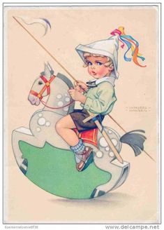 Old Children's Books, Vintage Clipart, Postal Vintage, Vintage Illustration Art, Children Playing, Illustration Vintage, Whimsical Illustration, Old Postcards