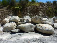 large rocks are stacked on top of each other