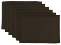 six dark brown placemats on a white background