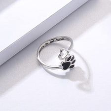 Puppy Paw Print Ring Heart Shaped Jewellery — Paw Print Pad Puppy Paw Print, Paw Print Ring, Puppy Paw Prints, Puppy Paw, Claw Ring, Puppy Paws, Ring Heart, Heart Shaped Jewelry, Cat Claws