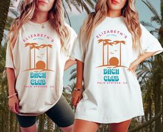 "Dive into the ultimate beach bachelorette celebration with our \"Beach Club\" Bachelorette Party Shirts! Perfect for brides and their squads who are looking for that blend of sunshine, sea, and unforgettable memories, these custom tees are your passport to a luxury bachelorette experience like no other. Why Our Beach Bachelorette Shirts Are a Must-Have: Customized Just for You: Celebrate the bride-to-be with personalized elegance. From \"The Beach Club\" theme to individual names, each shirt is tailored to reflect the unique vibe of your party. Luxury Meets Comfort: Crafted from premium materials, our shirts promise not only a luxurious feel but also the comfort you need for a day under the sun or a night out on the town. Picture-Perfect Moments: With chic, cohesive designs, your group wi Summer Honeymoon T-shirt With Short Sleeves, Summer Honeymoon Short Sleeve T-shirt, Short Sleeve T-shirt For Honeymoon In Summer, Short Sleeve T-shirt For Summer Honeymoon, White Summer Top For Hen Party, Summer Honeymoon Short Sleeve Tops, White T-shirt For Hen Party In Summer, White T-shirt For Summer Hen Party, Summer Short Sleeve Tops For Honeymoon