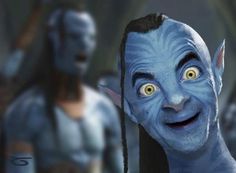 an animated avatar with the words avatar on it's face and two other avatars in the background