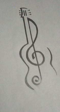 a drawing of a musical note with a treble in the middle, on white paper