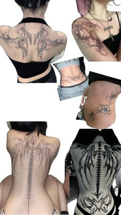 the back of a woman with tattoos on her body