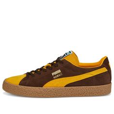 PUMA Hawaii OG 'Black Brown' 386258-01 (SNKR/Skate/Casual/Unisex/Wear-resistant) Sporty Brown Skate Shoes With Rubber Sole, Brown Skate Shoes With Contrast Sole For Sports, Brown Suede Sporty Skate Shoes, Sporty Brown Suede Skate Shoes, Brown Skateboarding Sneakers With Rubber Waffle Outsoles, Brown Sneakers With Rubber Waffle Outsoles For Skateboarding, Sporty Brown Skate Shoes With Vulcanized Sole, Urban Brown Skate Shoes With Contrast Sole, Brown Low-top Skate Shoes For Sports