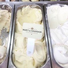 two trays filled with ice cream next to each other