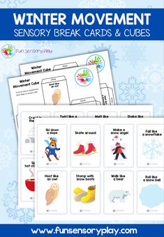 Winter movement cards sensory break Indoor Activities For Toddlers, Self Regulation, Snow Angels, Owl Print, Dotted Line, Indoor Activities, Sensory Play, Toddler Activities, Activities For Kids