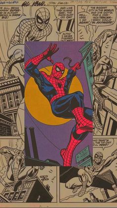 the amazing spider - man comic strip is shown in an old comics style book cover