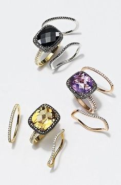 Beautiful! Bony Levy Gems Gems Rings, Gem Rings, Rings Beautiful, Stacked Rings, Stackable Diamond Rings, Bony Levy, Diamond Band Ring, Diamond Stacking Rings, Diamond Band