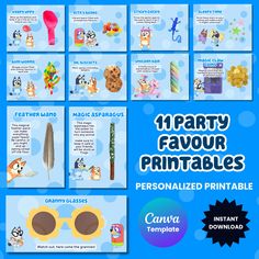 the 12 party favors printables for children's birthday