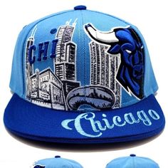 Brand New 100% Polyester Premium Chicago Downtown Snapback Hat In Alternate Hook Up Colors. Chicago Initials Along A Depiction Of A Chicago Skyline With An Angry Bull Head Off Center On A Sky Blue Crown With Royal Blue Bill. Chicago Script On Bill. Bull Head Peaking On Back. One Size Fits Most. Chicago Snapback Hats Like These Usually Retail For $29 Plus Shipping, But You Can Take Advantage Of This One For Only $22 With Free Domestic Priority Mail Shipping!!! Hat Has Logos And Letters On Front A Blue Flat Brim Baseball Cap One Size Fits Most, Blue Flat Brim Snapback Hat For Summer, Trendy Blue Hat With Flat Brim, Blue Snapback Hat For Summer, Casual Blue Snapback Hat With Curved Brim, Blue Flat Bill Baseball Cap For Summer, Casual Blue Adjustable Snapback Hat, Blue Baseball Cap With Flat Brim, Urban Style Blue Snapback Hat With Flat Bill