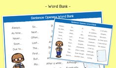 two worksheets with words and pictures on them to help students learn the word bank