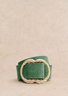 Belt;Made in our Italian workshop;Waist belt;Outside in split leather;Buckle fastening, light gold finish;Width: 4 cm / 1.5 in Artemis Belt, Belt Trends, Olive Tone, Womens Belt, Lavender Tops, Green Belt, Brass Buckle, Leather Buckle, Bright Green