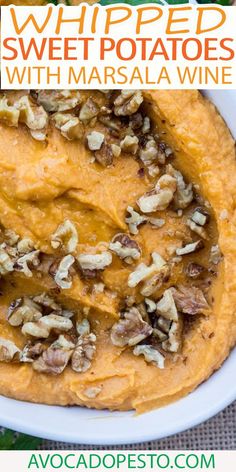 a bowl filled with sweet potato and nuts