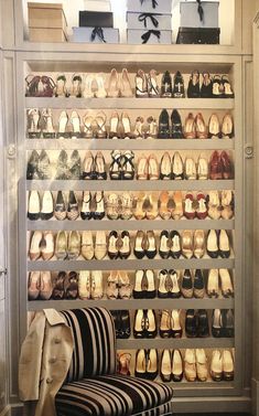 a shoe rack filled with lots of shoes