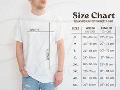 Gildan 5000 Size Chart, Gildan Unisex Heavy Cotton Tshirt Size Chart, Gildan 5000 Size Chart Mockup, Tee Shirt Size Chart, Metric Size Chart Bring life to your store with this size chart mockup. Specially designed to make a massive impact on your store. We've designed these mocks with today's trends in mind. Once payment is received, you will get 2 JPG high resolution digital images free from water marks and branding details. The result is a clean image to showcase your designs. This item is a d Tshirt Measurements, Shirt Size Chart, Water Marks, Size Pattern, Digital Image, Tshirt Logo, Heavy Cotton, Tee Shirt, Printed Items