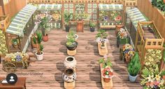 an artist's rendering of a garden with potted plants and flowers on the deck