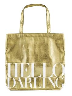 Hello Darling Tote Bag in Metallic Gold