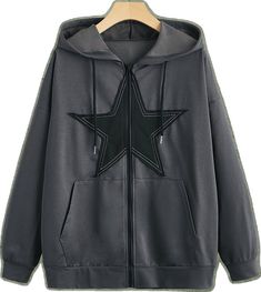 Black Hoodie With Star Print For Fall, Trendy Fall Hoodie With Star Print, Winter Streetwear Sweatshirt With Star Patch, Winter Star Patch Sweatshirt For Streetwear, Punk Cotton Sweatshirt, Y2k Clothes, Lana Del Ray, Swaggy Outfits, Grunge Punk