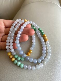 🌈 Jadeite Beaded (7.0mm) Necklace Bracelet, 188 beads 🌷 Untreated Natural Jadeite/ Grade A Jade 🌷 Jade from Myanmar/ Burma 🌷 100% handmade carving 🌷 Bead size : 7.0 mm 🌷 Number of Beads : 188 🌷 Length : ~74cm 🌷 Color : Icy White, Light Purple, Green & Brown 🌷 Free shipping from Hong Kong with tracking number provided 🌷 Take approximately 7-28 days to arrive worldwide ❤️ In Chinese Culture: Young people wear jade pendant will have a prosperous life, attracts good luck and friendship Lavender Green, 108 Bead, 28 Days, Jade Stone, Chain Jewelry, Jade Pendant, Chinese Culture, Burmese, Purple Green