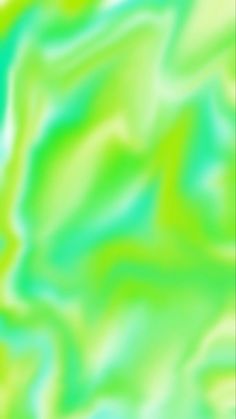 an abstract painting with blue, green and yellow colors in the background that is very blurry