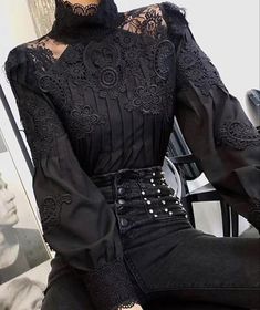 Puff Long Sleeve Blouse, Slim Blouse, Vip Club, Black Clothes, Retro Pin Up, Puff Long Sleeves, Mode Inspo, Urban Chic