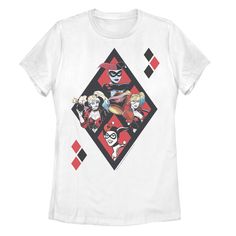 This colorful t-shirt brings Harley Quinn's wild style to any comic fan's wardrobe. This colorful t-shirt brings Harley Quinn's wild style to any comic fan's wardrobe. Short sleeve CrewneckFABRIC & CARE Cotton Machine wash Imported Size: Medium. Color: White. Gender: female. Age Group: kids. Pattern: Graphic. Material: Cotton / Poly. Multicolor Character Print T-shirt For Fan Merchandise, Multicolor Cartoon Print T-shirt For Fans, Fandom Graphic Print Tops For Fan Gatherings, Pop Culture Character Print Tops For Fan Gatherings, Fandom Graphic Print Tops, Graphic Tee With Character Print For Fan Gatherings, Multicolor Graphic Tee With Character Print, Character Print Short Sleeve Tops For Fan Gatherings, Fun Graphic Print Tops For Fan Conventions