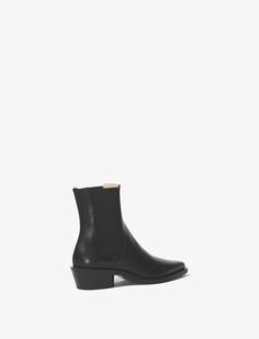 Bronco leather Chelsea Boots from PROENZA SCHOULER featuring black, leather, elasticated side panels, pointed toe, low block heel, ankle-length and slip-on style. Proenza Schouler Shoes, Black Block Heels, Black Chelsea Boots, Low Block Heels, Leather Chelsea Boots, Side Panels, Proenza Schouler, Panel Siding, Smooth Leather