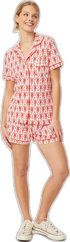 Casual Printed Sleepwear For Pajama Party, Playful Relaxed Fit Pajama Shorts For Sleepover, Cute Relaxed Fit Sleepwear, Playful Pajama Shorts For Spring Loungewear, Playful Spring Loungewear Pajama Shorts, Playful Spring Pajama Shorts For Loungewear, Playful Printed Sleepwear With Relaxed Fit, Playful Printed Relaxed Fit Sleepwear, Playful Printed Sleepwear In Relaxed Fit