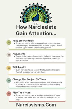 How Narcissists Gain Attention - Narcissisms.Com Husband Alcoholic, Logic And Critical Thinking, Attention Seeking Behavior, Mental Health Facts, Narcissistic People, Parental Alienation