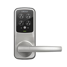 an electronic door handle with buttons on the front and back side, for entry or exit doors