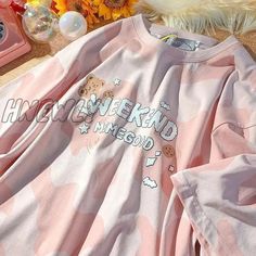 Hnewly Summer New Japanese Printing Cloud Moon Bear Letter Short-Sleeved T-Shirt Female Ins Oversized T Shirt Women, Cute Bed Sheets, Birthday Sleepover Ideas, Blue Bandage Dress, Sundress Outfit, Cute Bed, Red Bandage Dress, Moon Bear, Birthday Sleepover