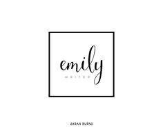 the logo for an author's book called, embly written in cursive writing