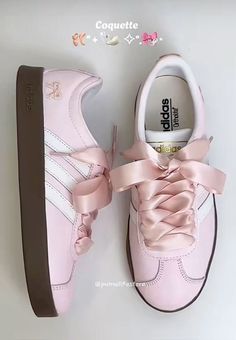 Coquette Shoes Converse, Coquette Shoes Pink, Cute Pink Shoes Aesthetic, Pink Designer Sneakers, Pink Shoe Aesthetic, Coquette Shoes Sneakers, Coquette Adidas, Pink Outfits Casual, Pink Shoes Aesthetic